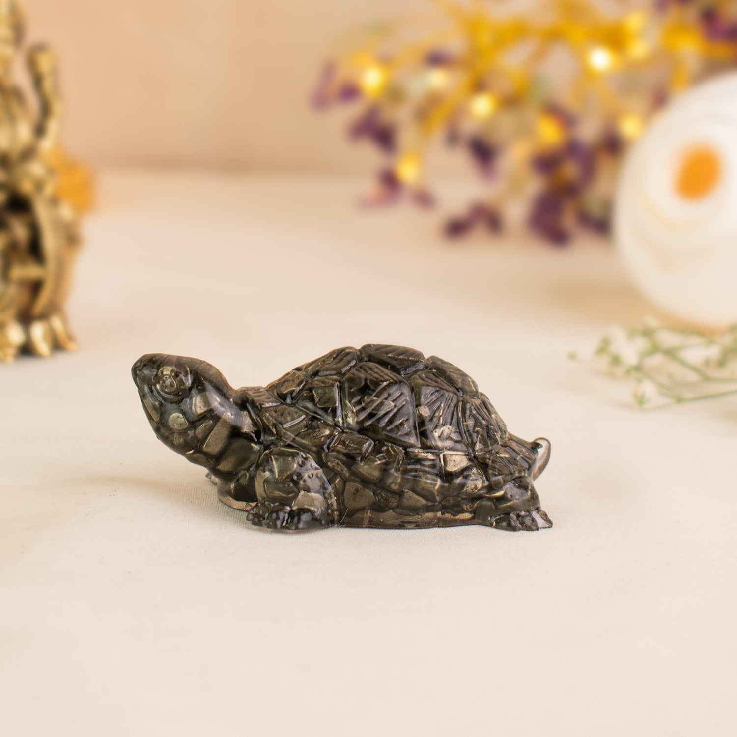 Vastu Shakti Combo – 7 Horses on Pyrite Frame with Pyrite Tortoise