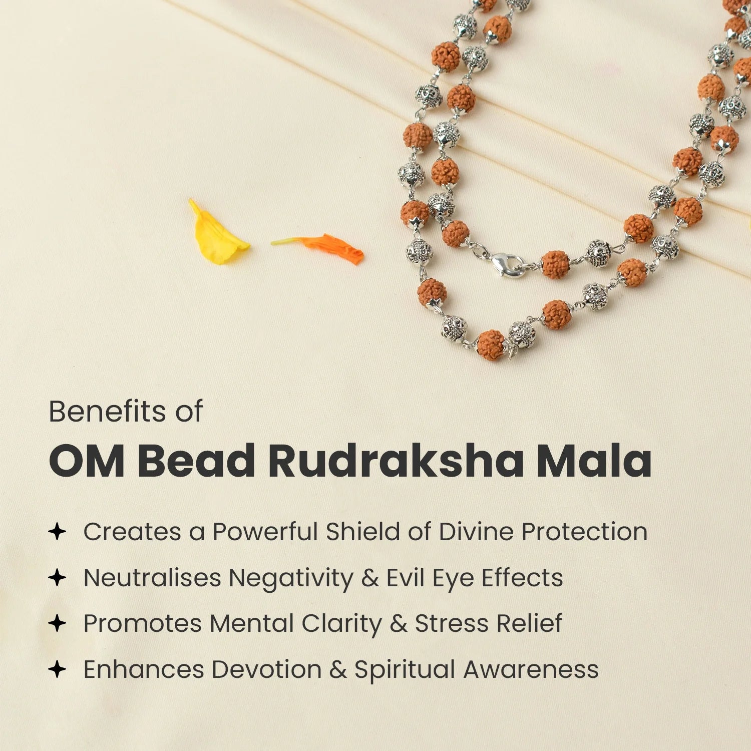 OM Bead Rudraksha Mala