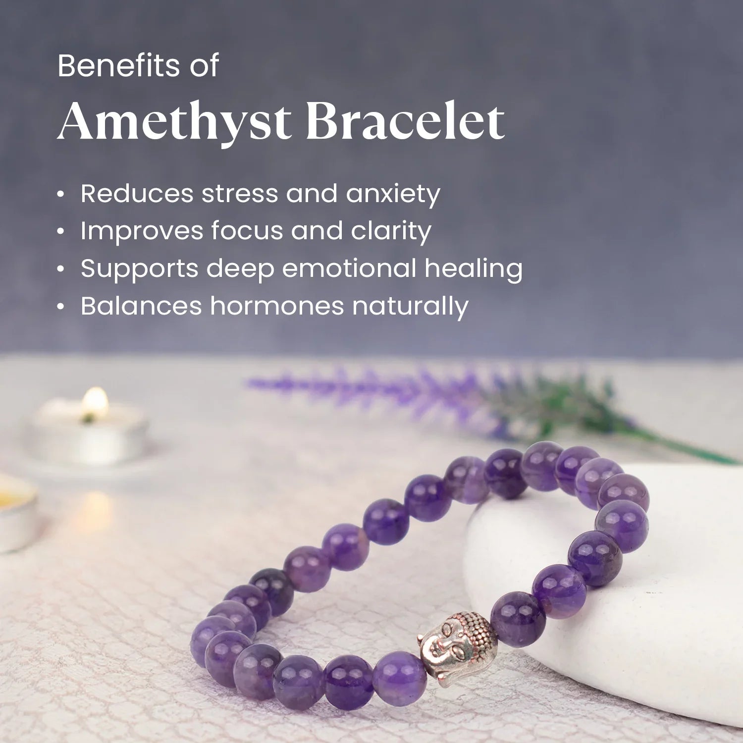 Amethyst Bracelet with FREE Raw Selenite Plate