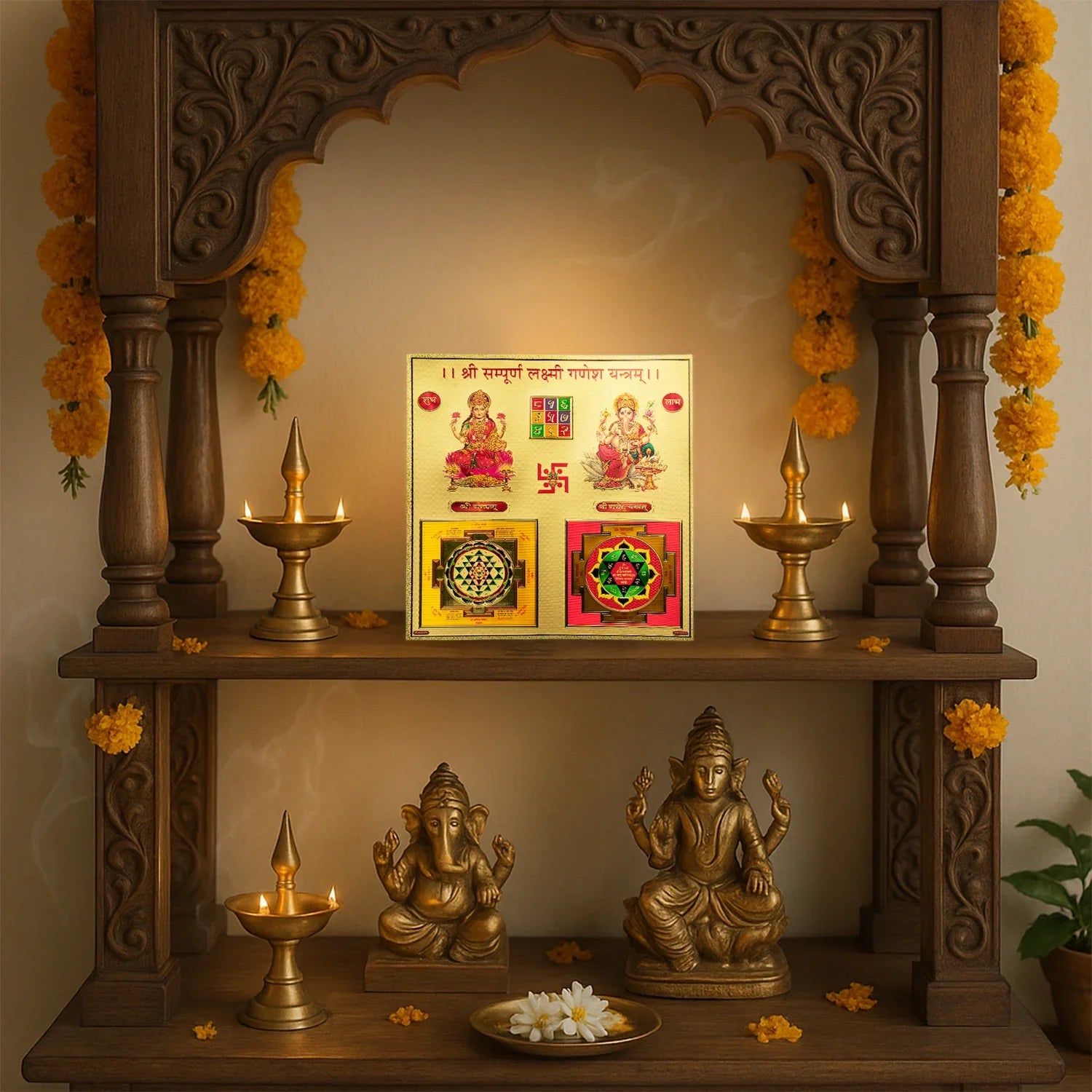Shree Sampurna Lakshmi Ganesh Yantra (9*9 inch)