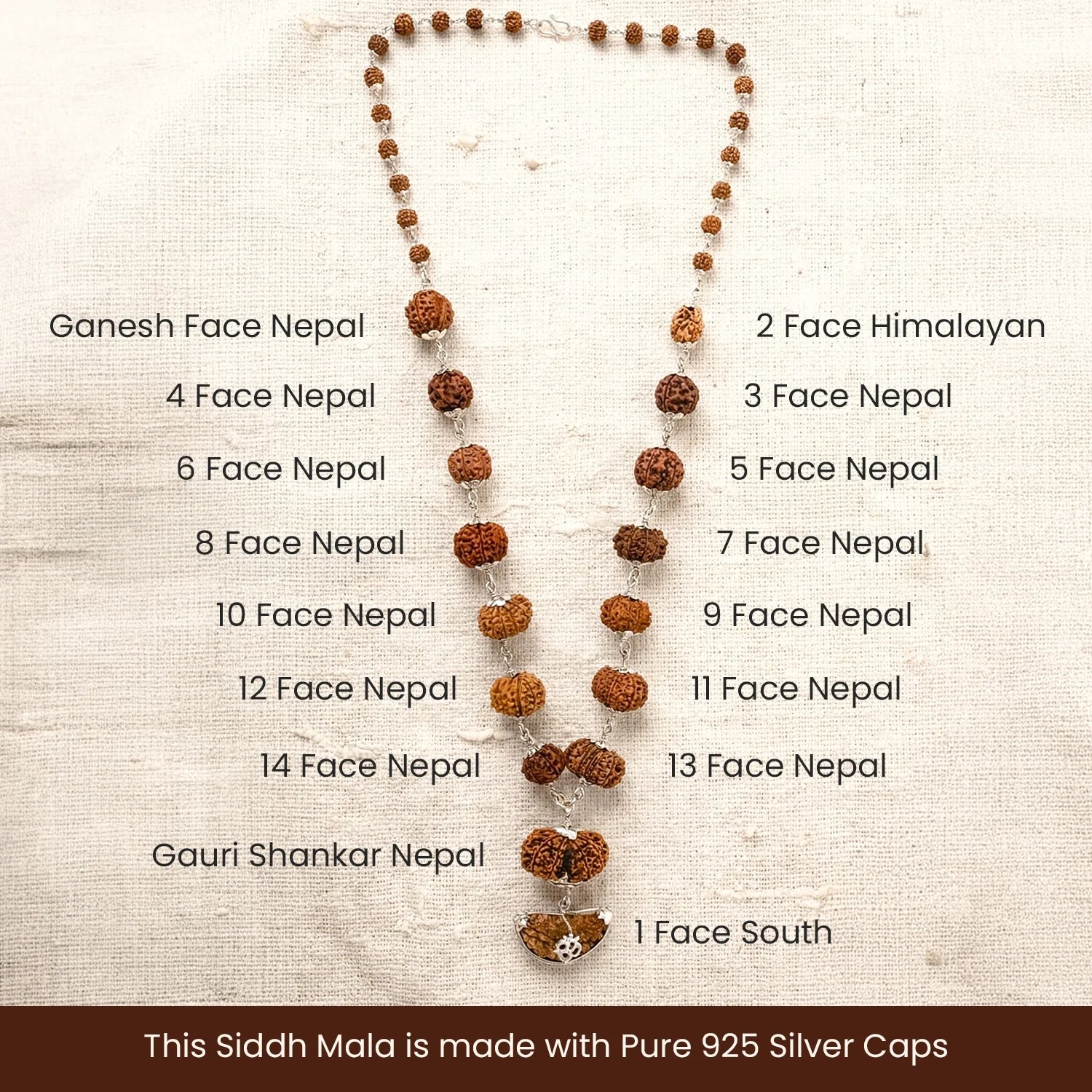 1-14 Mukhi Siddh Rudraksha Mala with Collector Beads