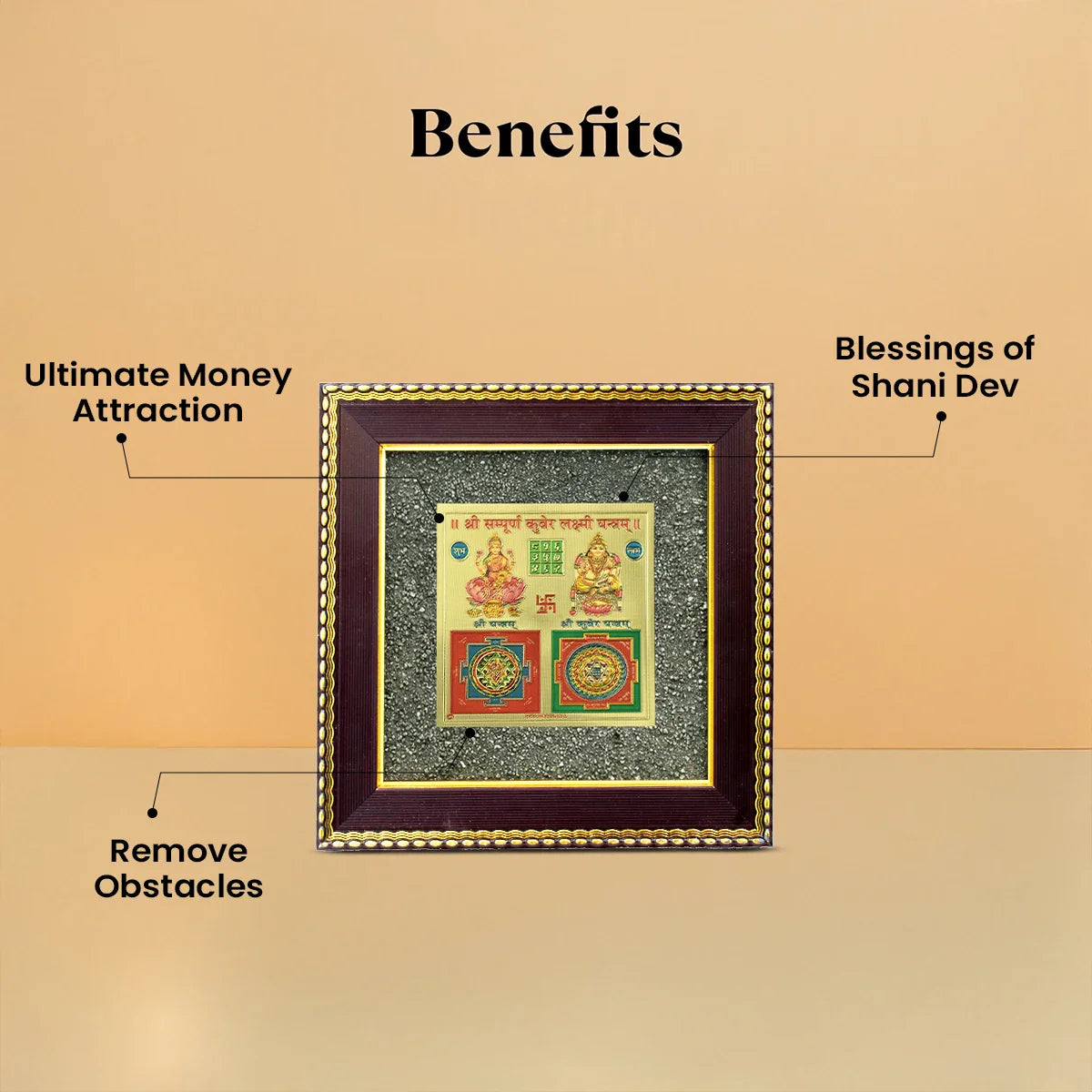 Lakshmi Kuber Yantra on Raw Pyrite Frame