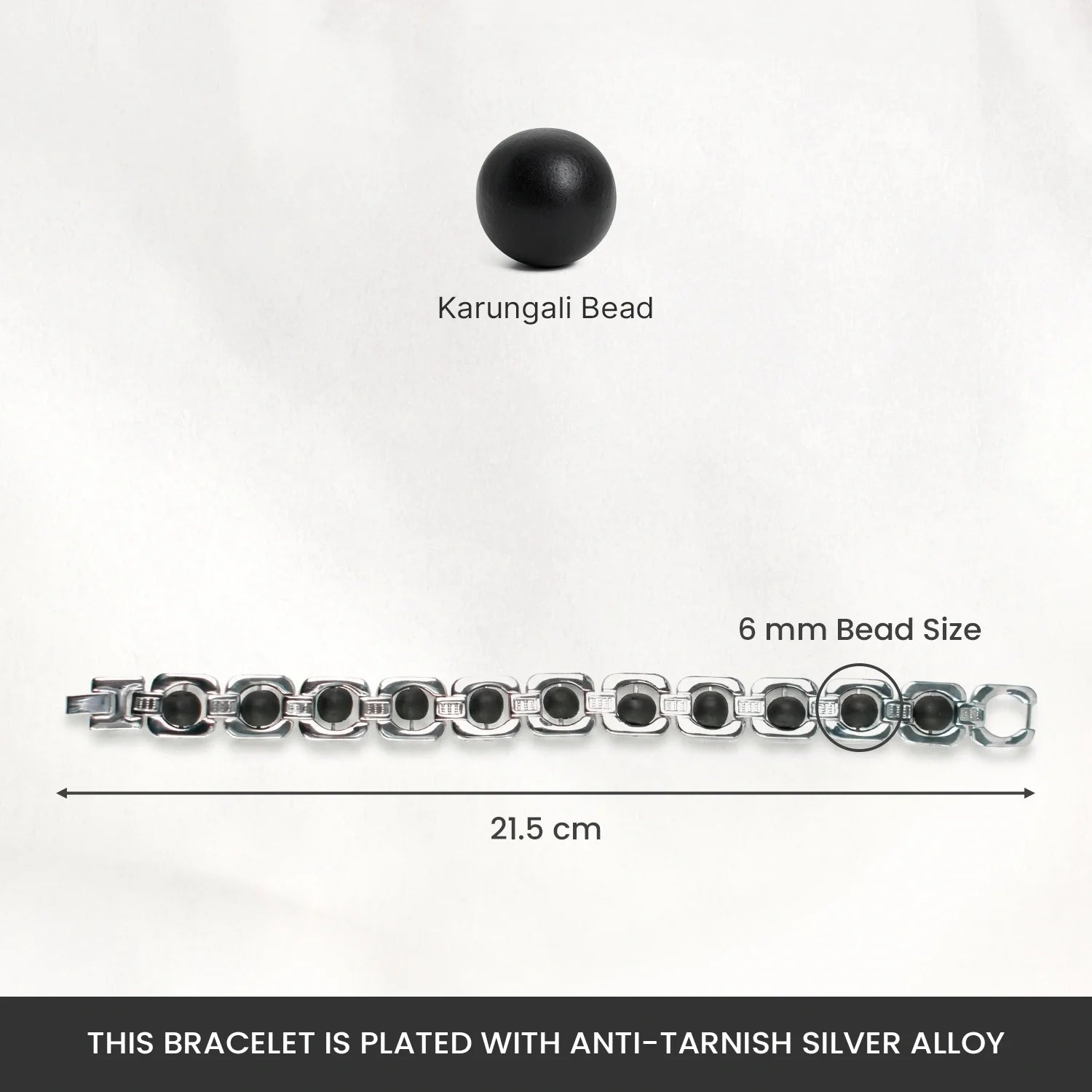 Metal Karungali Bracelet - Silver