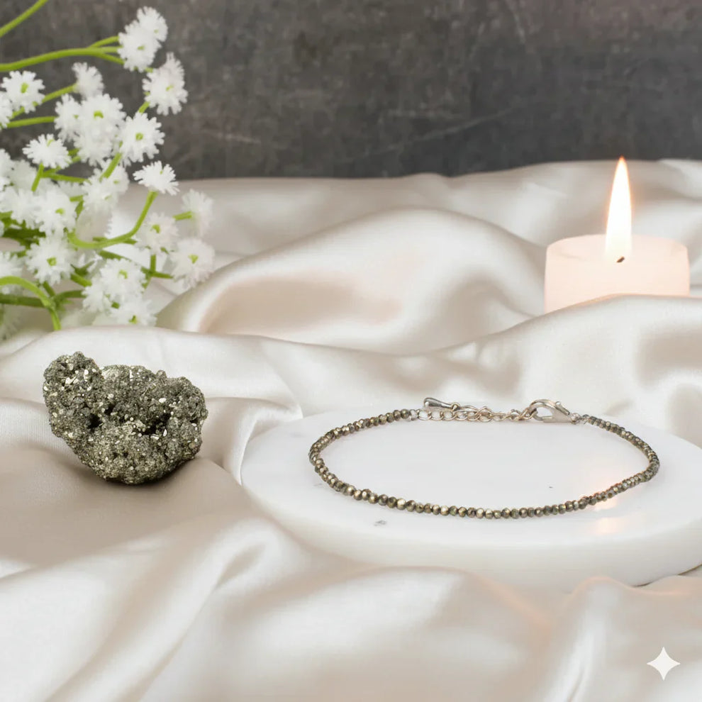 Astro Crafts Raw Pyrite Anklet for Women for Wealth, Abundance & Prosperity