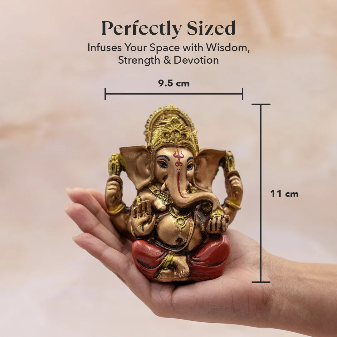 Red & Golden Ganesh Ji Murti – Riddhi Siddhi Roop