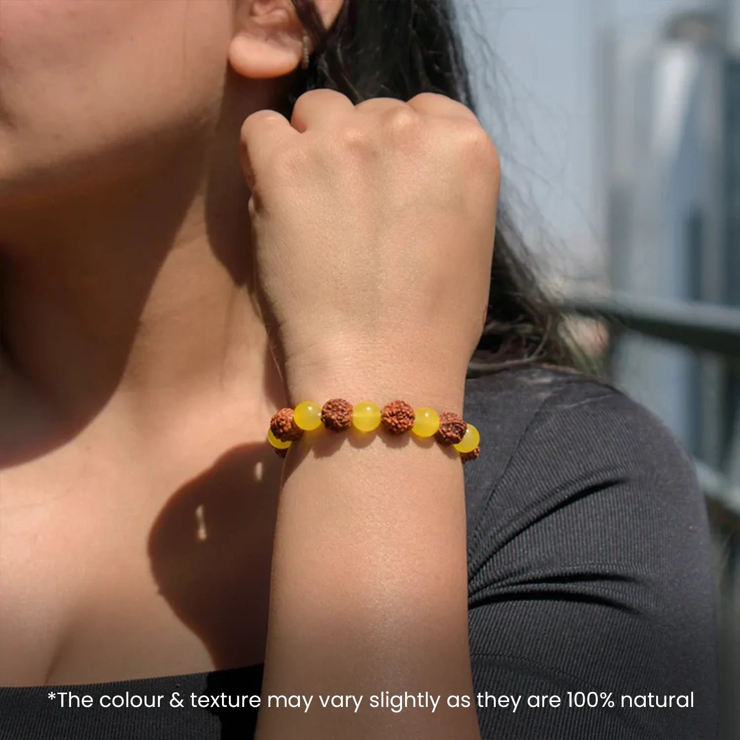 Yellow Aventurine with 5 Mukhi Rudraksha Bracelet
