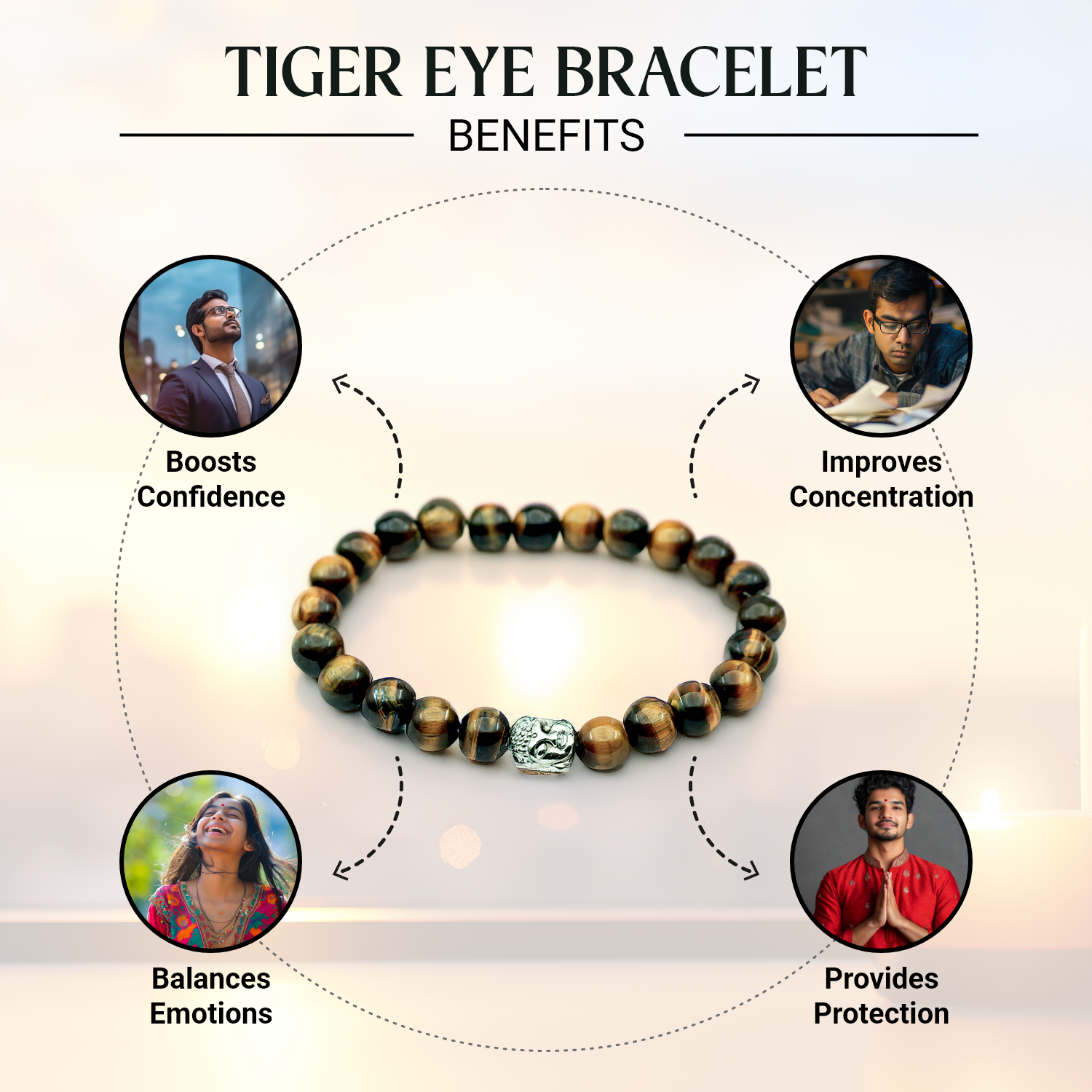 Tiger Eye Bracelet with FREE Raw Selenite Plate