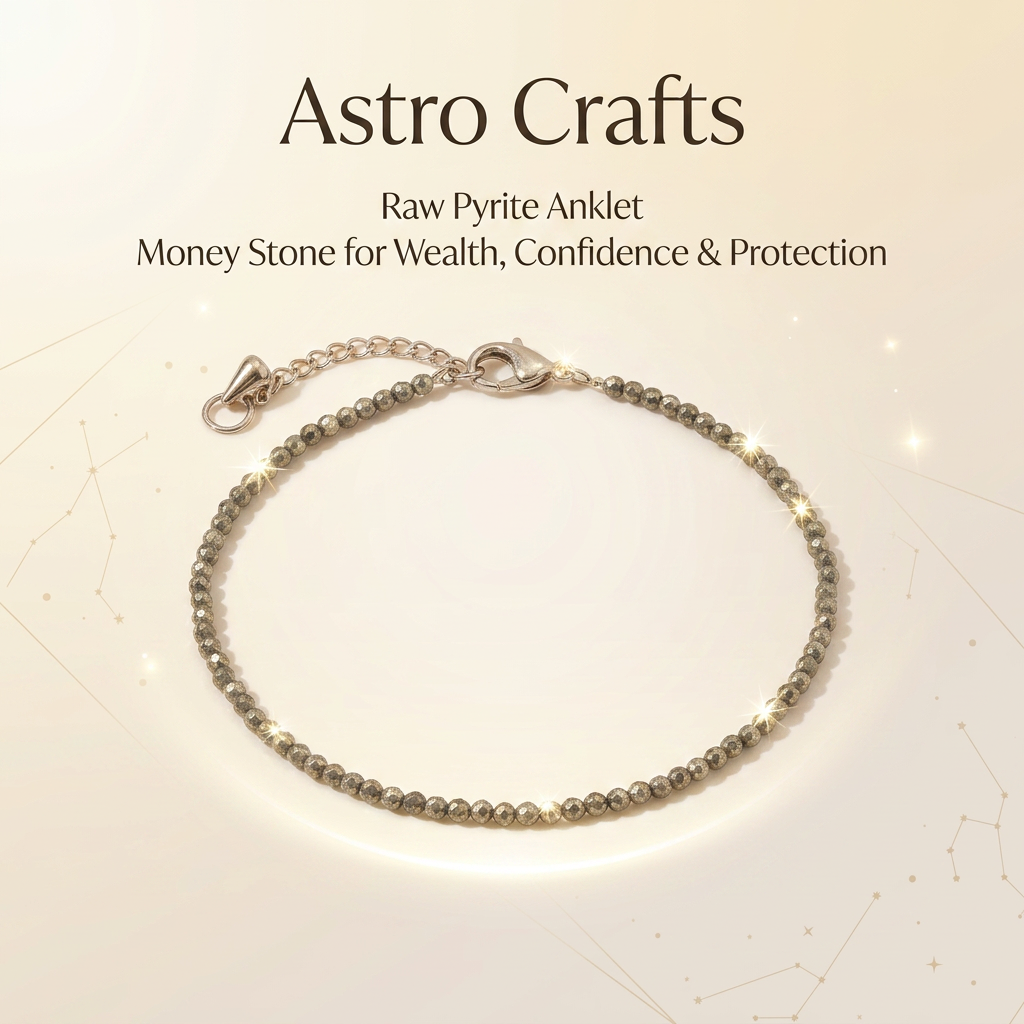 Astro Crafts Raw Pyrite Anklet for Women for Wealth, Abundance & Prosperity