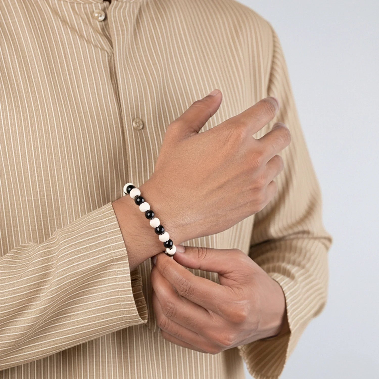 Black Agate With Tulsi Bracelet
